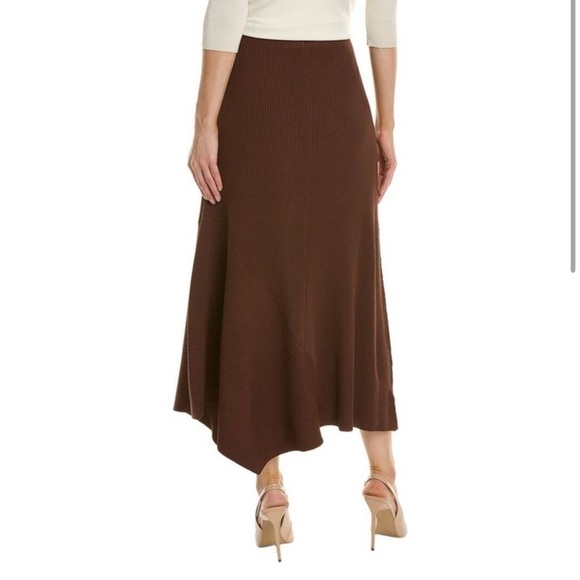 A.L.C. Jaime Midi Skirt Knit Stretch Chocolate Brown Fall Asymmetrical Size XS - Picture 8 of 9